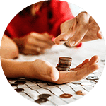 two people counting coins in their hands