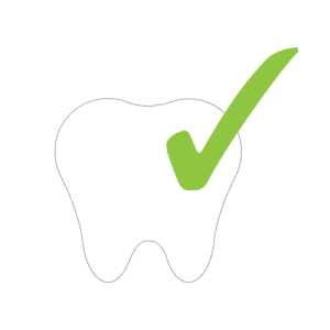A tooth icon with a green checkmark to represent dental compliance