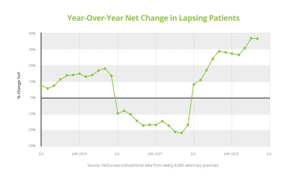 A line graph showing the year-over-year net change in lapsing patients.