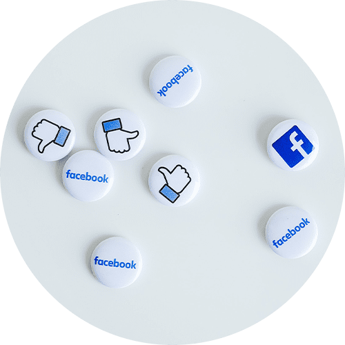 Various buttons displaying the facebook logo and "like" icons