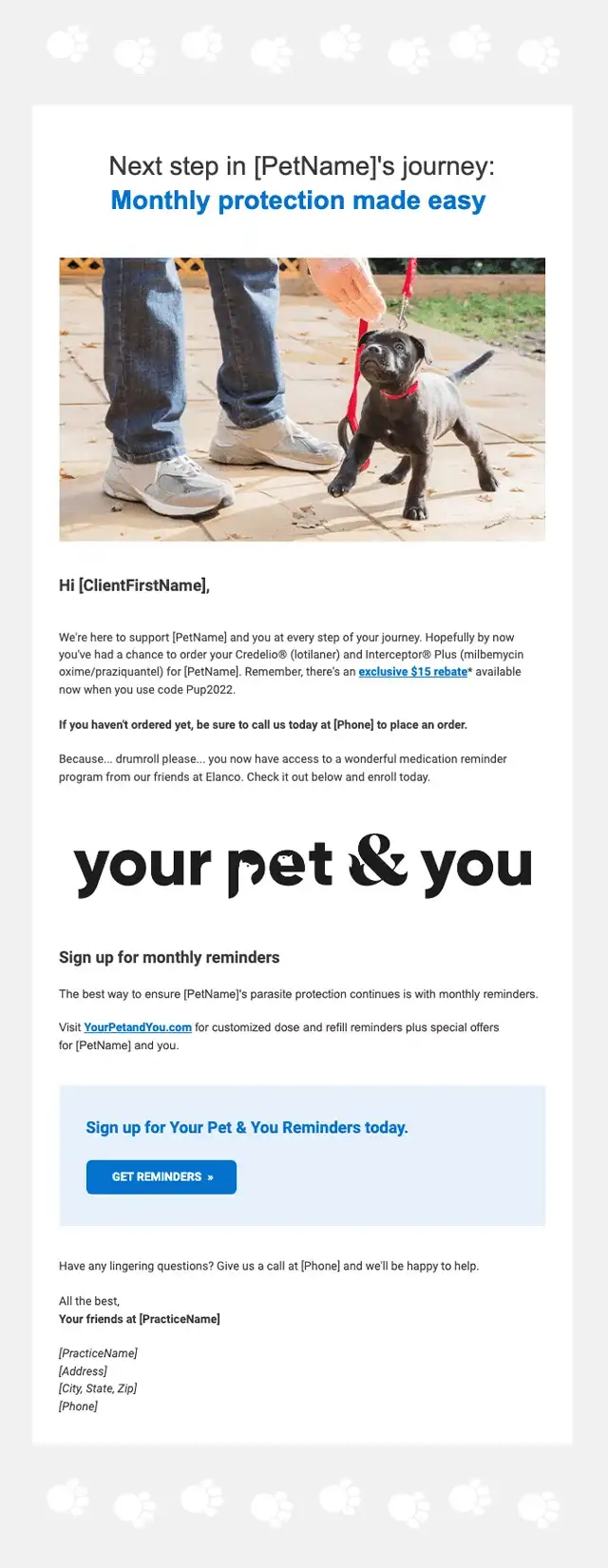 Elanco Puppy Program Email Example